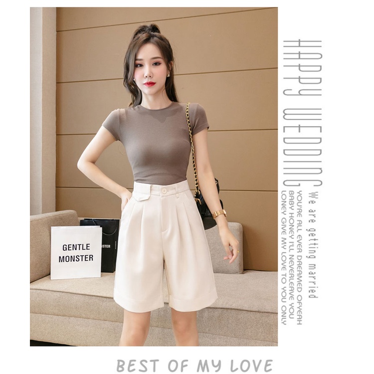 Quần lửng quốc dân ống rộng cạp cao đẹp - quần short ngố nữ khóa thật xinh chất tuyết mưa dày dặn Okella