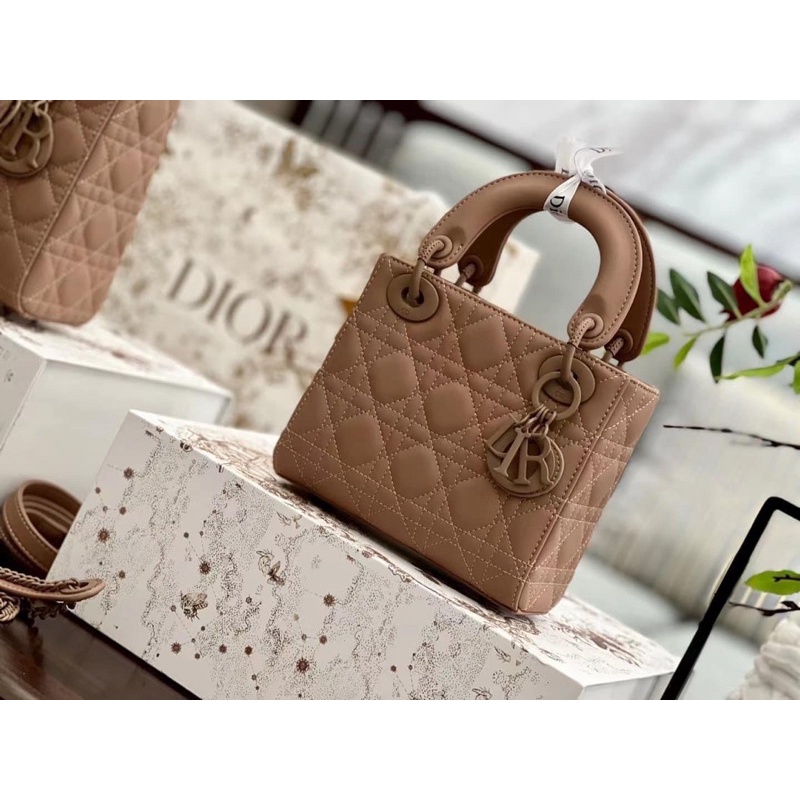 MINI LADY DIOR BAG Blush Ultramatte Cannage Calfski SIZE 17 CM BẢN 2 QUAI FULLBOX, TÚI VẢI, HOÁ ĐƠN, KHĂN TURBAN