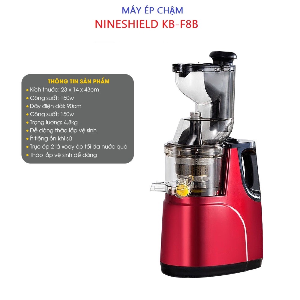 MÁY ÉP CHẬM TRÁI CÂY NGUYÊN QUẢ NINESHIELD KB-F8B MÀU ĐỎ