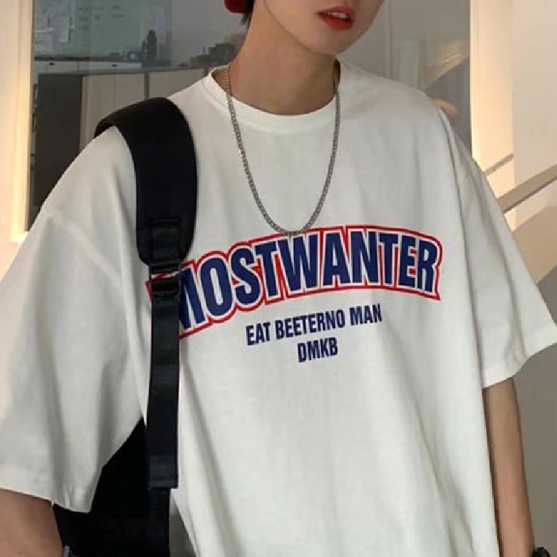 Áo Thun Tay Ngắn Dáng Rộng In Chữ Thời Trang Mùa Hè Cho Nam Size M-5XL