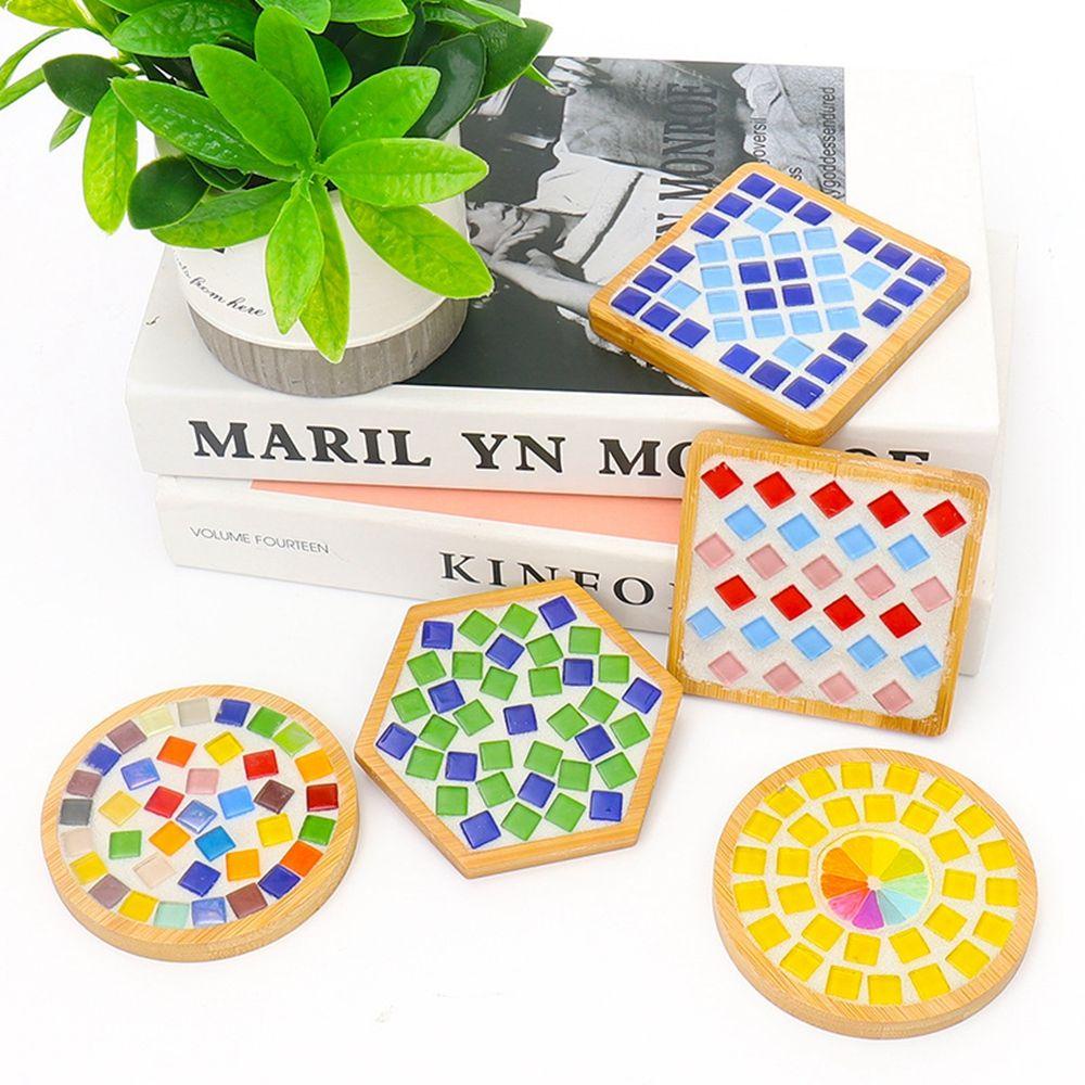 Khay Làm Chậu Cây Hình Tròn / Vuông Bằng Kính Mosaic Độc Đáo DIY
