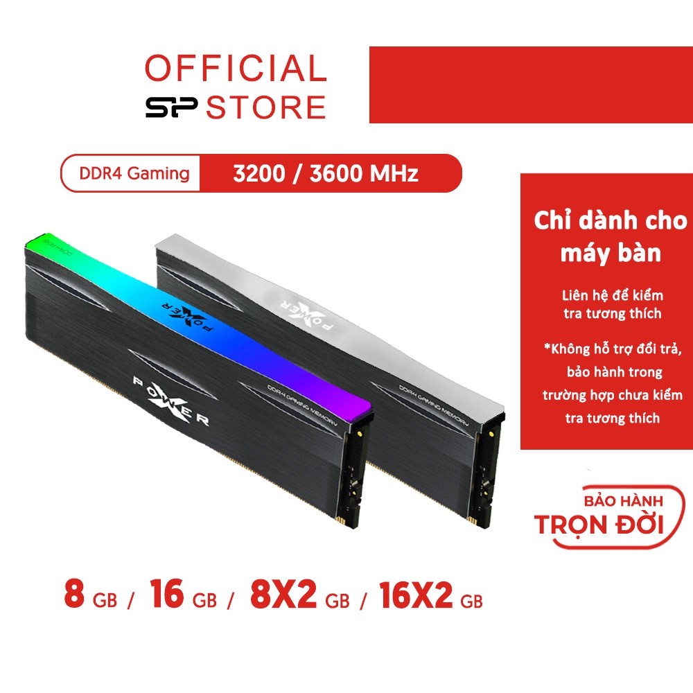 Ram máy tính tản nhiệt DDR4 Gaming RGB &amp; NON-RGB XPOWER Zenith Silicon Power 8GB/16GB/32GB 3200/3600Mhz PC RAM