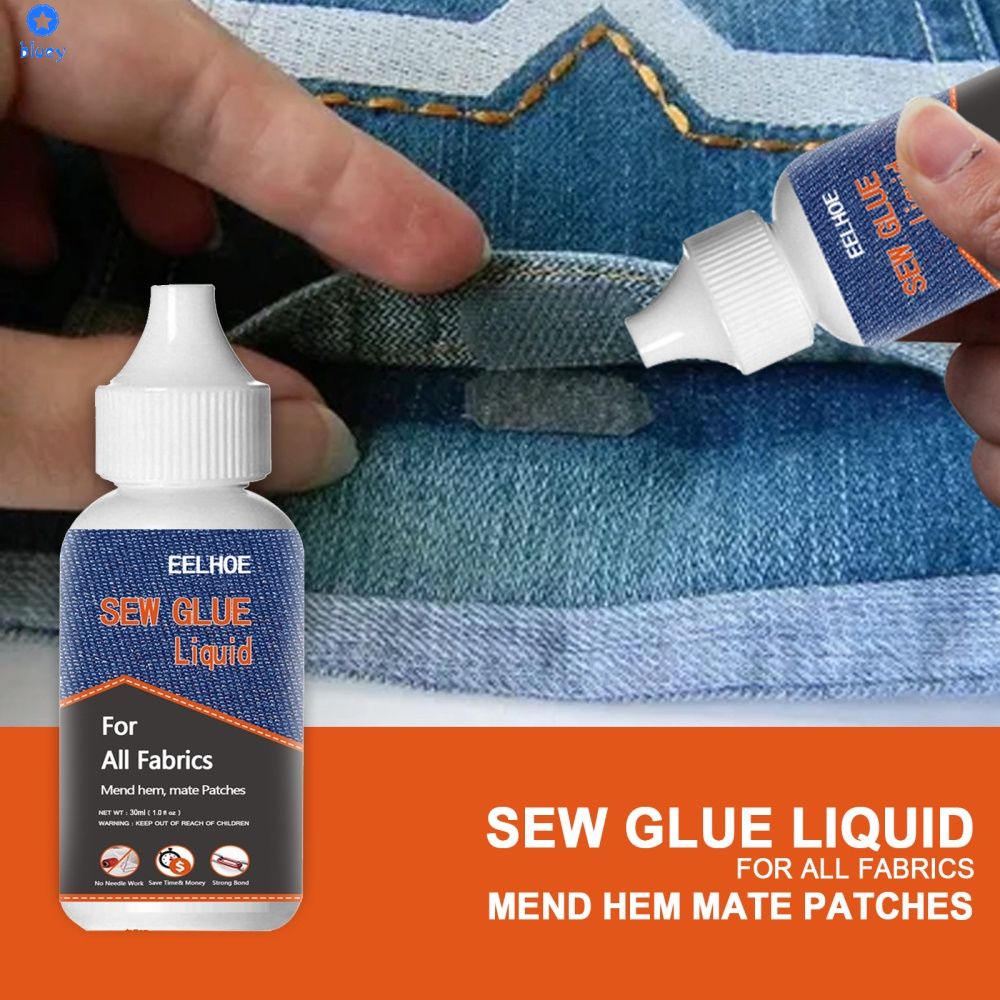  30ml Fabric Sew Glue Liquid Sewing Solution Kit Fast Tack Dry 【Bluey】