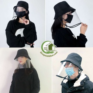 Nón mũ chống giọt bắn nước bọt - nón mũ có màn che kính màu đen
