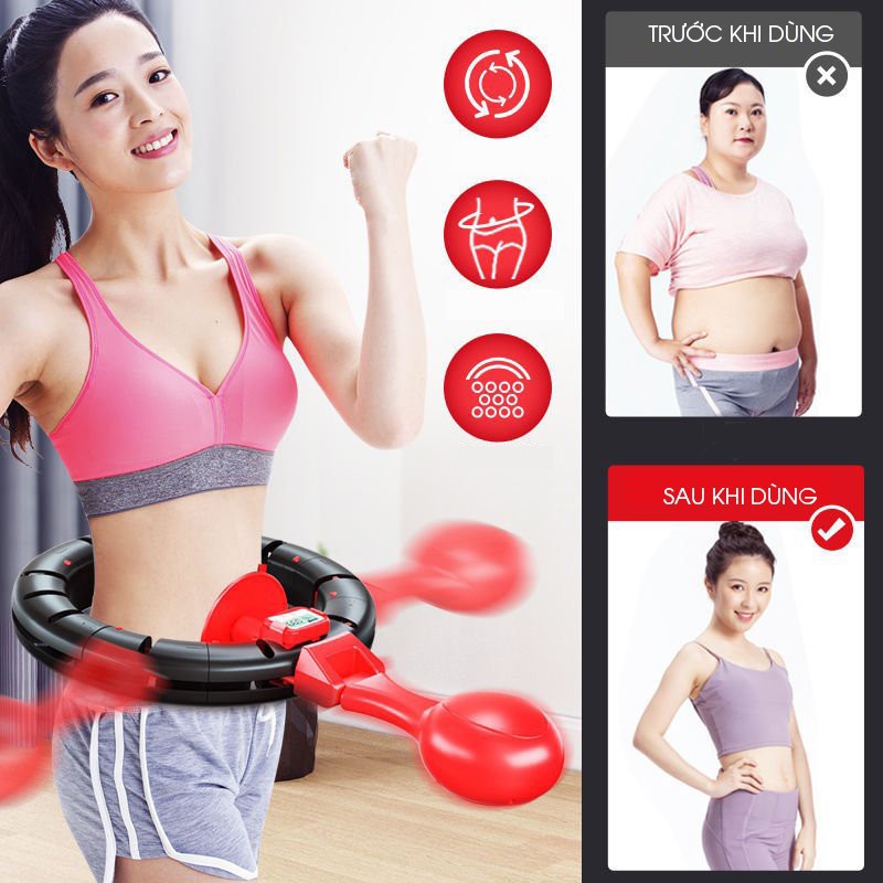 Dụng cụ tập gym tại nhà cho nam nữ, Vòng lắc eo thông minh tập bụng, con lăn 4 bánh XTOP X99