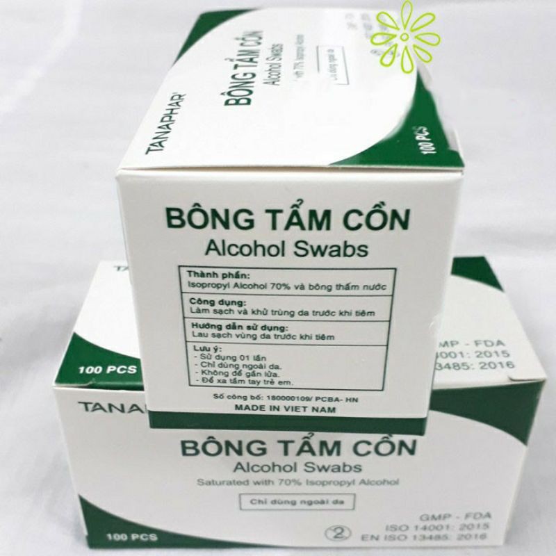 Bông tẩm cồn hộp 100 miếng