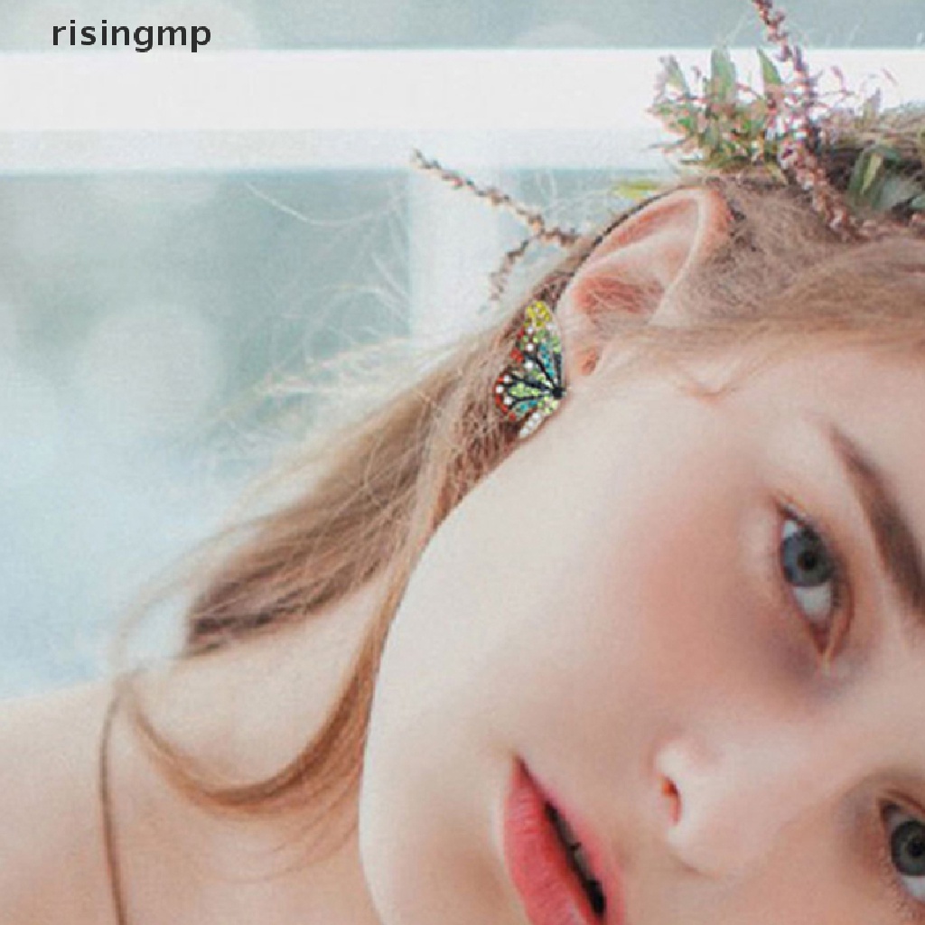 Bông Tai Hình Cánh Bướm Bằng Kim Loại Đính Đá Thời Trang Cho Nữ ♨Nóng Bỏng