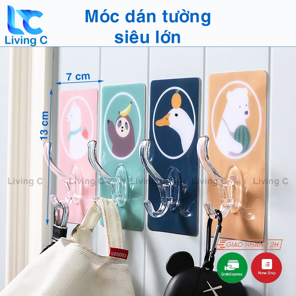 Móc dán tường chịu lực siêu dính Living C, móc treo quần áo dán tường bigsize họa tiết dễ thương _MQA