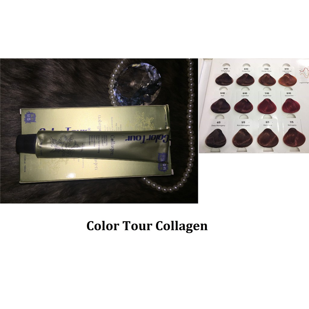 Thuốc Nhuộm Tóc Color Tour Collagen Aurane Màu Đỏ - Đồng - Tím 100ml