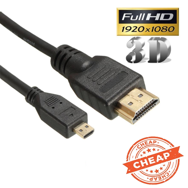 Cáp Chuyển Đổi Micro Hdmi Sang Hdmi 1080p Tv Av 6ft 1.8m Cho Điện Thoại / Máy Tính Bảng Hdtv