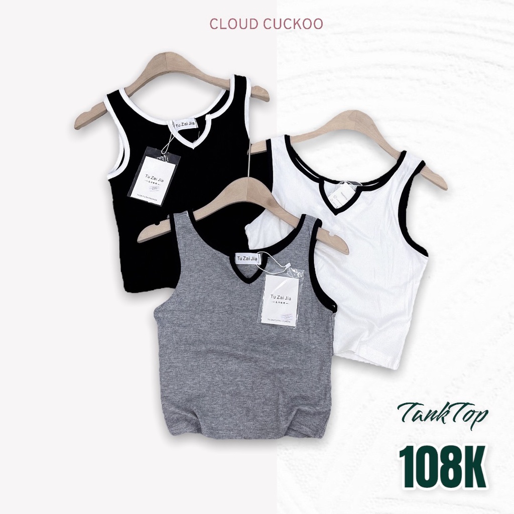 Áo Sát Nách TankTop Chất Cotton Tăm Siêu Co Giãn Viền Mầu - Mã Số: SN20302