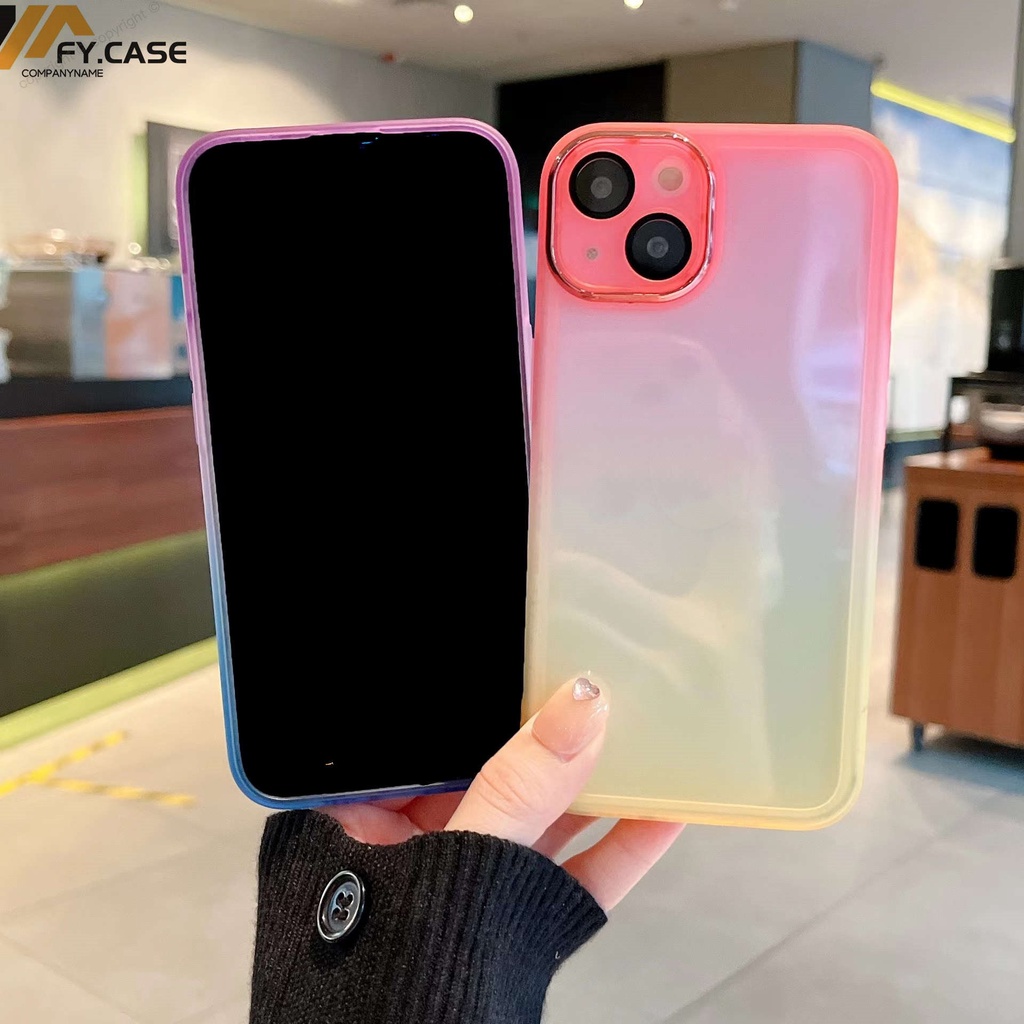 Ốp Điện Thoại Silicone Mềm Trong Suốt Màu Sắc Cầu Vồng Cho iPhone 13 13 Pro 12 12 Pro Max 11 11 Pro