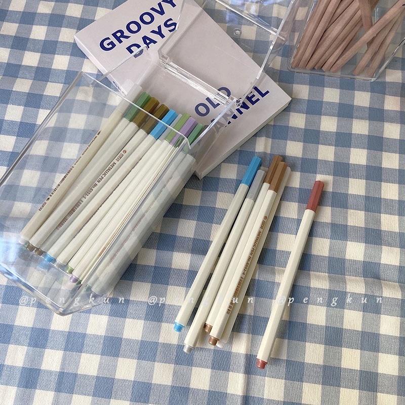 Hộp Đựng Cọ Trang Điểm / Bút Trang Điểm Đa Năng Bằng acrylic Trong Suốt Đơn Giản Dành Cho Học Sinh