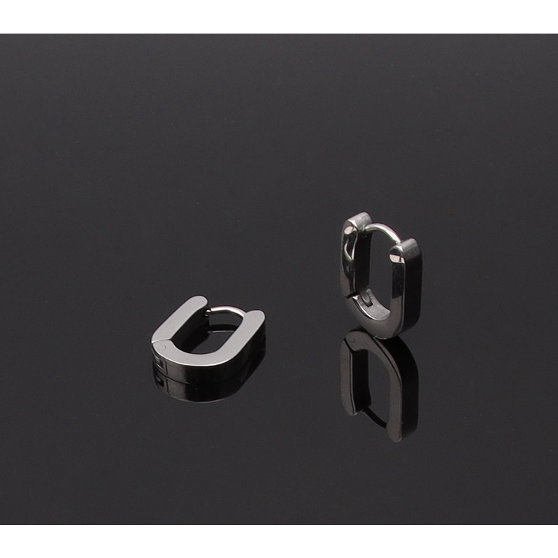 Khuyên titan nam nữ U thanh chữ nhật