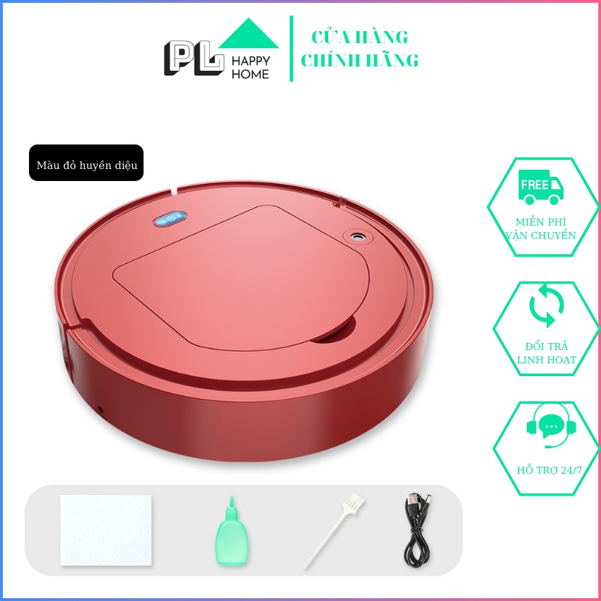 MÁY HÚT BỤI LAU NHÀ TỰ ĐỘNG PL HAPPY HOME HN03 CÓ KHẢ NĂNG DIỆT KHUẨN, CHỐNG RƠI, CẢM BIẾN VA CHẠM, PHUN NƯỚC