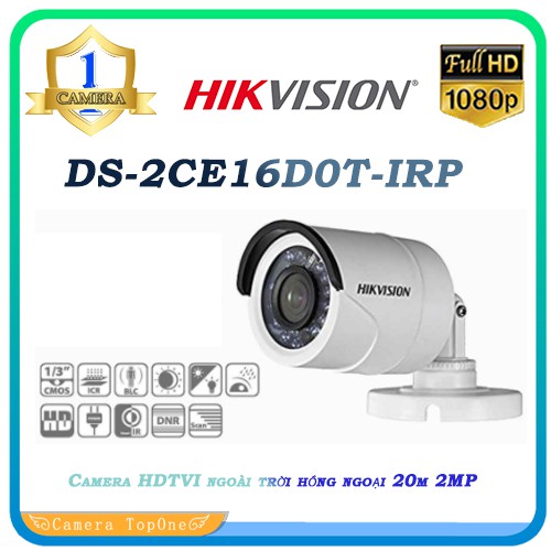 Camera HDTVI ngoài trời hồng ngoại 20m 2MP Hikvision DS-2CE16D0T-IRP