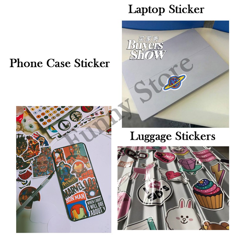 Set 50 stickers dán trang trí va li/laptop/xe đạp diy họa tiết hoạt hình graffiti chống thấm nước