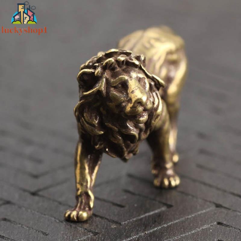 Ornament Brass Lion Home Ornaments Statue Decorate Mini Supplies Office Decor Figurine Animal