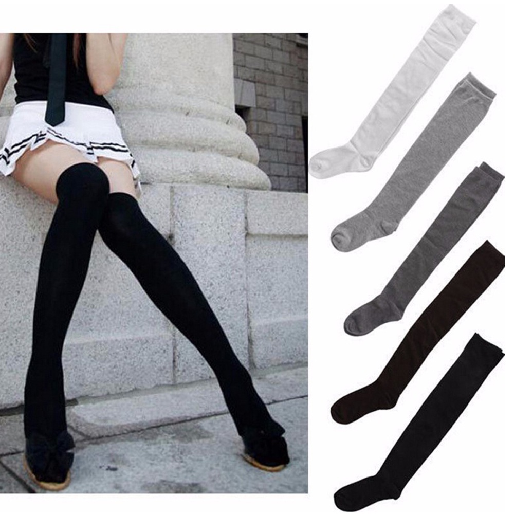 Đôi tất cotton dài qua gối co giãn thời trang sành điệu cho nữ