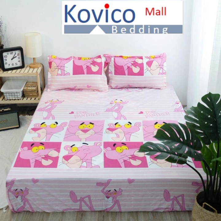 Bộ Ga Và 2 Vỏ Gối Nằm Poly Cotton Mẫu Báo Hồng Cực Đẹp - Kích thước M2/M6/M8/2M2