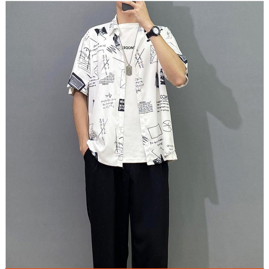 Áo Sơ Mi Nam Dáng Rộng Hoạ Tiết Hình Học - Sơ Mi Nam Mùa Hè Đi Biển Giá Rẻ