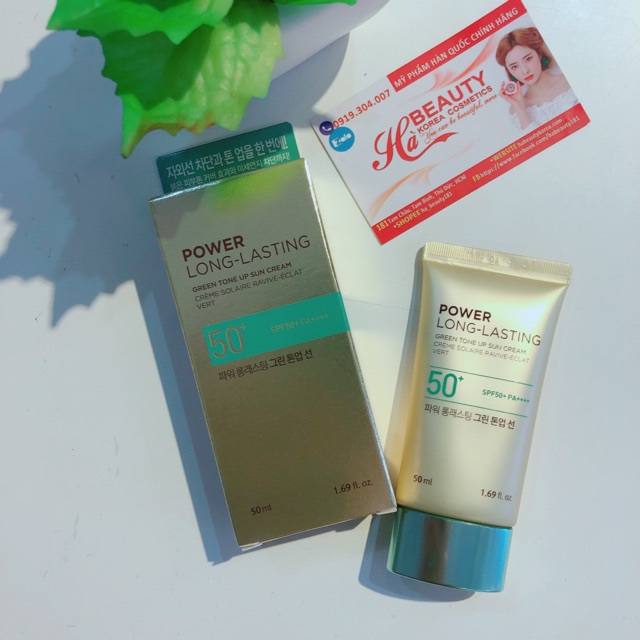 Kem chống nắng dưỡng da The Face Shop Hà Beauty trang điểm lâu trôi Natural Sun Eco Power Long Lasting SPF50+PA+++ 50ml | BigBuy360 - bigbuy360.vn