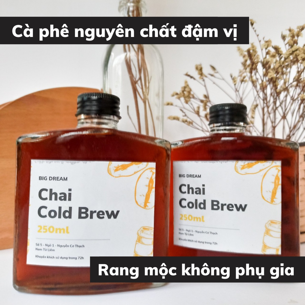 Cà phê nguyên chất đóng chai pha sẵn Cold Brew 250ml cafe rang xay đậm đà hương vị truyền thống gia đình