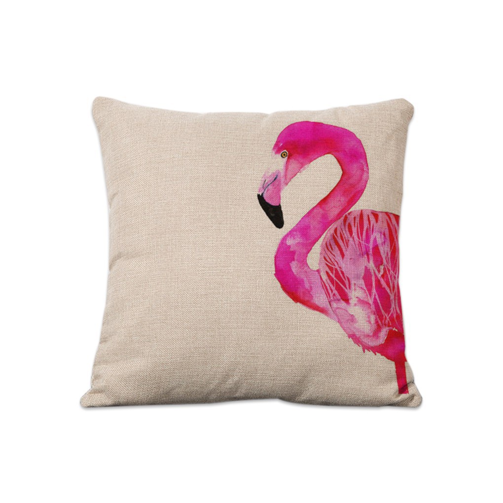 Flamingos Pattern Cotton Linen Cushion Cover Pillowcase Good ranchotion