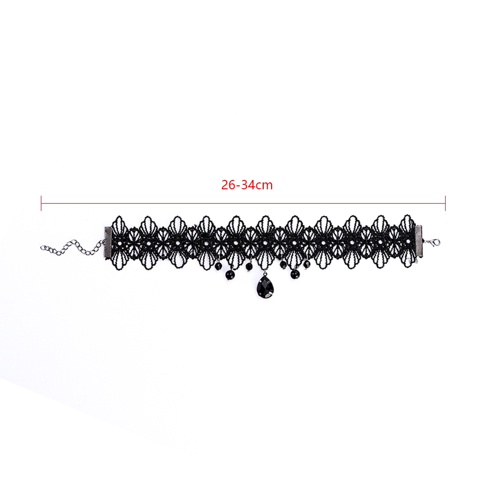 Vòng cổ Choker đen hoa ren thời trang Gothic cho nữ