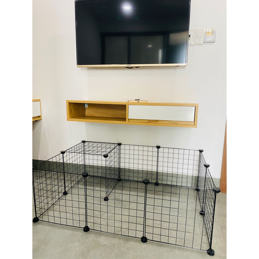 Combo 12 Tấm Lưới Quây Chuồng Thú Cưng, Lồng Quây Chó Mèo (Tặng Chốt Kèm 1 Cửa Chuồng)