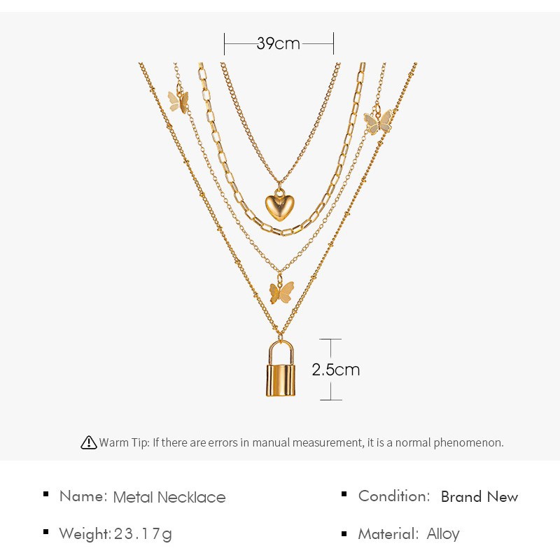 Dây Chuyền Kim Loại 4 Lớp Mặt Hình Bươm Bướm