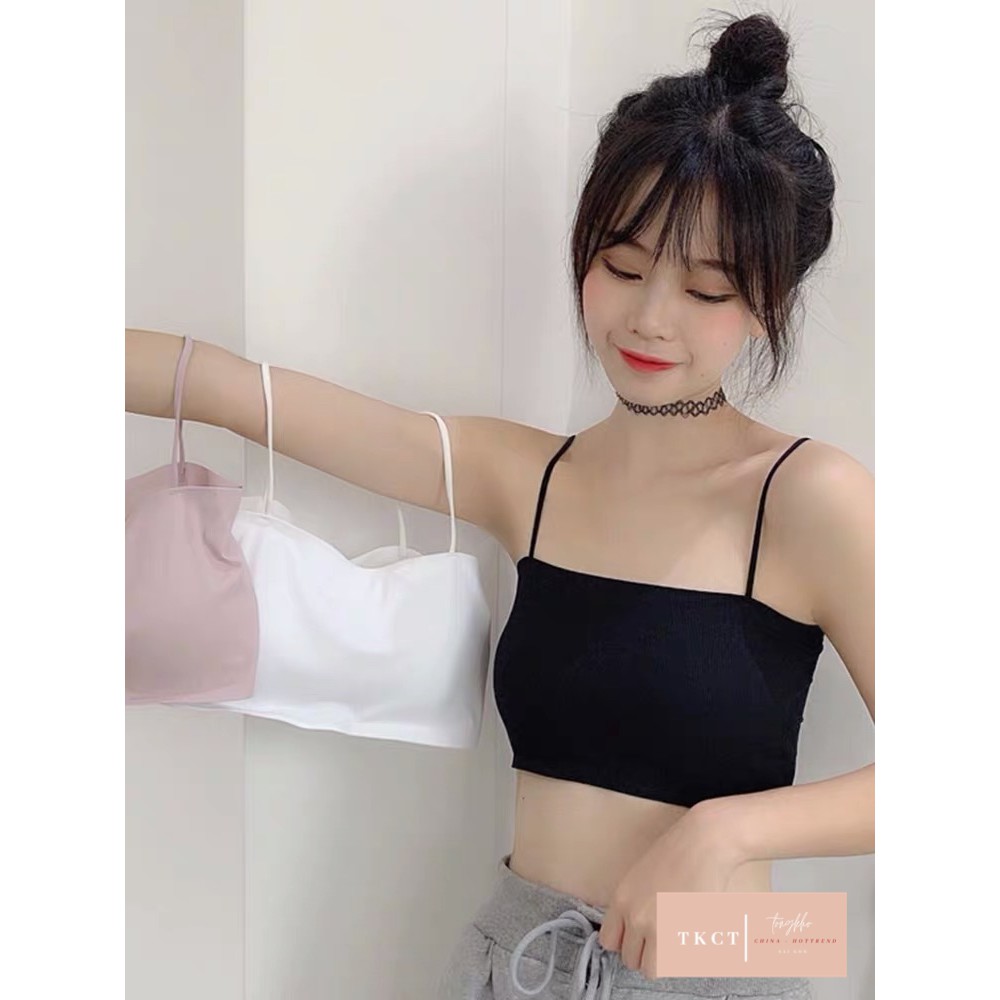 Áo Bra Hai Dây Trơn Bảng 6 Màu TONGKHOCHITUE , Áo Hai Dây Croptop Hàn Quốc Có Mút Độn | BigBuy360 - bigbuy360.vn