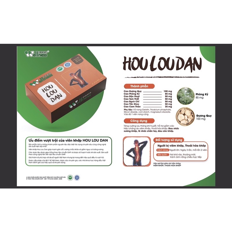 Thực phẩm giảm đau xương khớp Hou Lou Dan - thoát vị đĩa đệm, tê tay tê chân