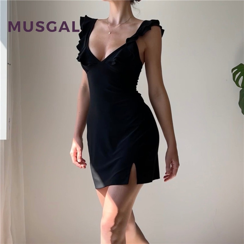 Đầm Ôm Hông Cổ Chữ V Gợi Cảm Nữ Tính