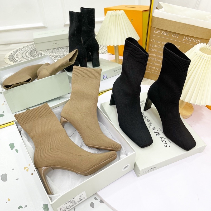 Bốt len chun gót dẹt 2 màu fullbox | BigBuy360 - bigbuy360.vn