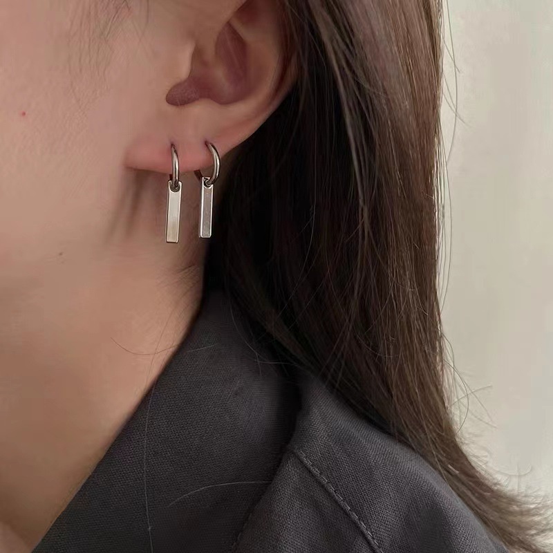 Khuyên Tai Kim Loại Dài Cơ Bản Đơn Giản Cho Nam Và Nữ