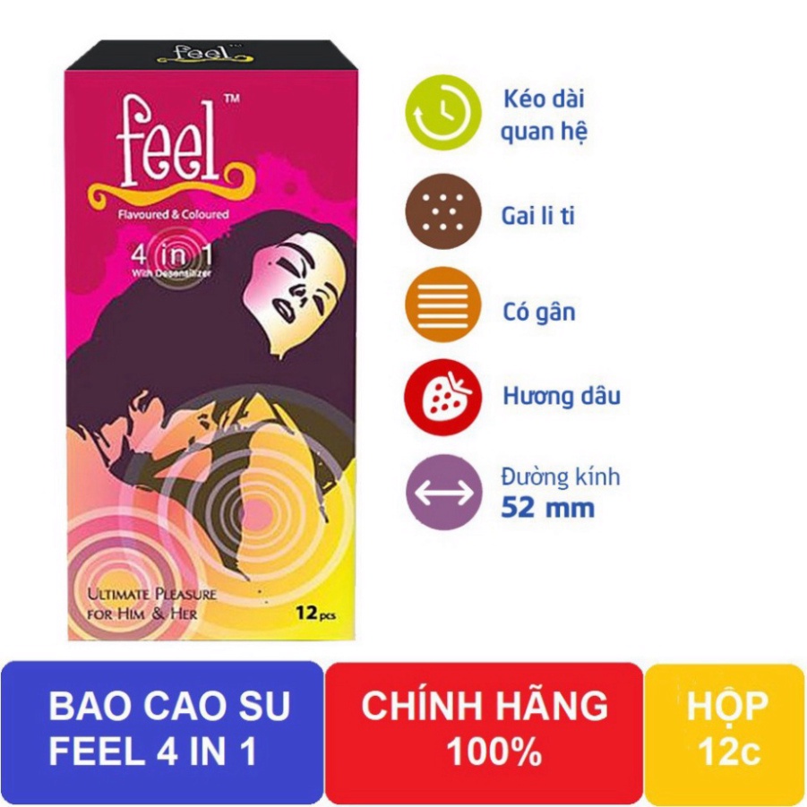 Siêu sale combo 5 hộp bao cao su gân gai feel 4 in 1 hộp 12c tặng 1 hộp - ảnh sản phẩm 2