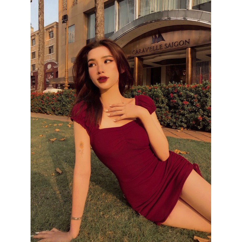 Đầm Body Thun Gân Ôm Dây Rút Mặc Được Nhiều Kiểu Sexy, Dự Tiệc,Đi Chơi, Đi Bar Sang Chảnh-2 màu | BigBuy360 - bigbuy360.vn