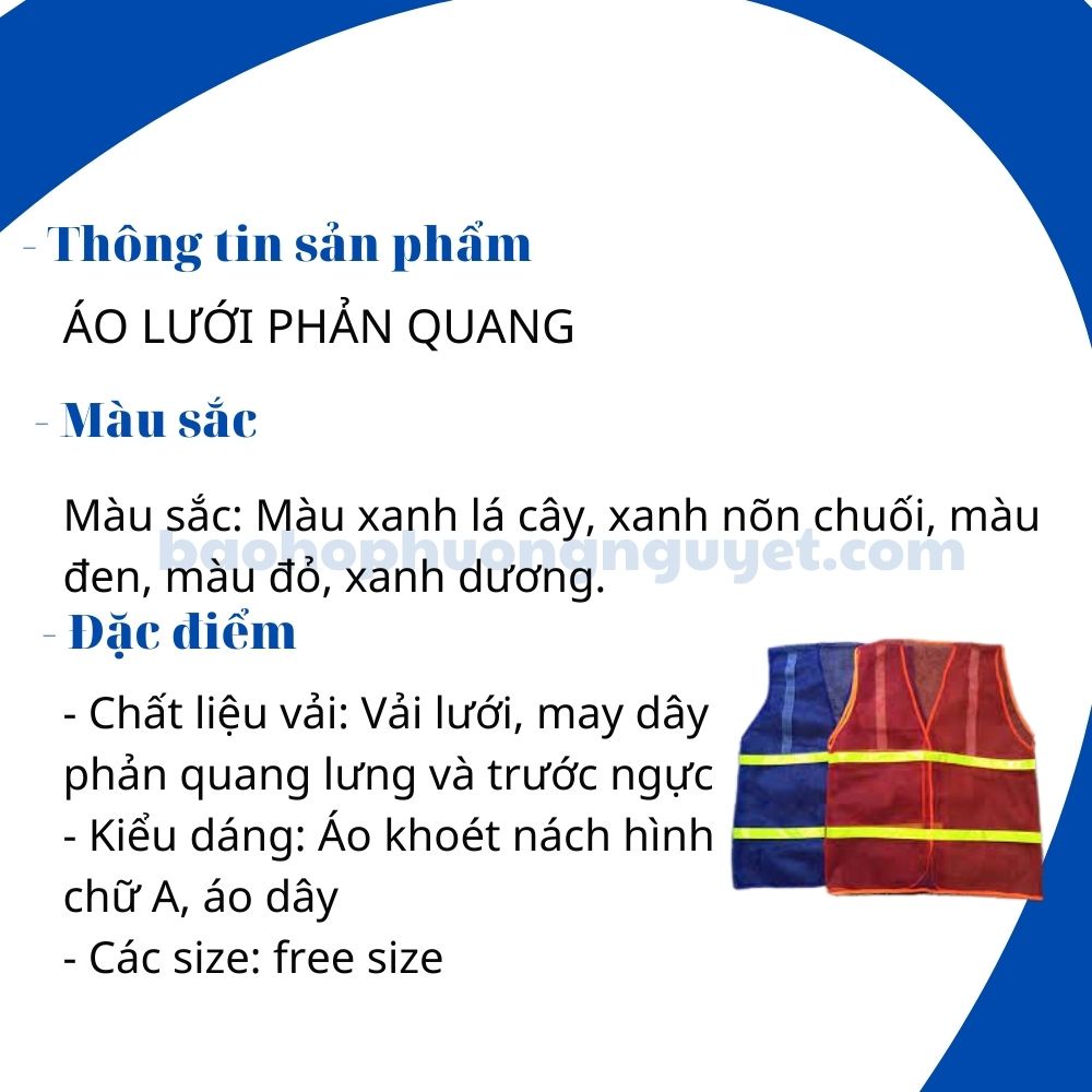 áo phản quang lưới thoáng mát, bền, mặc rất thoải mái nhiều màu