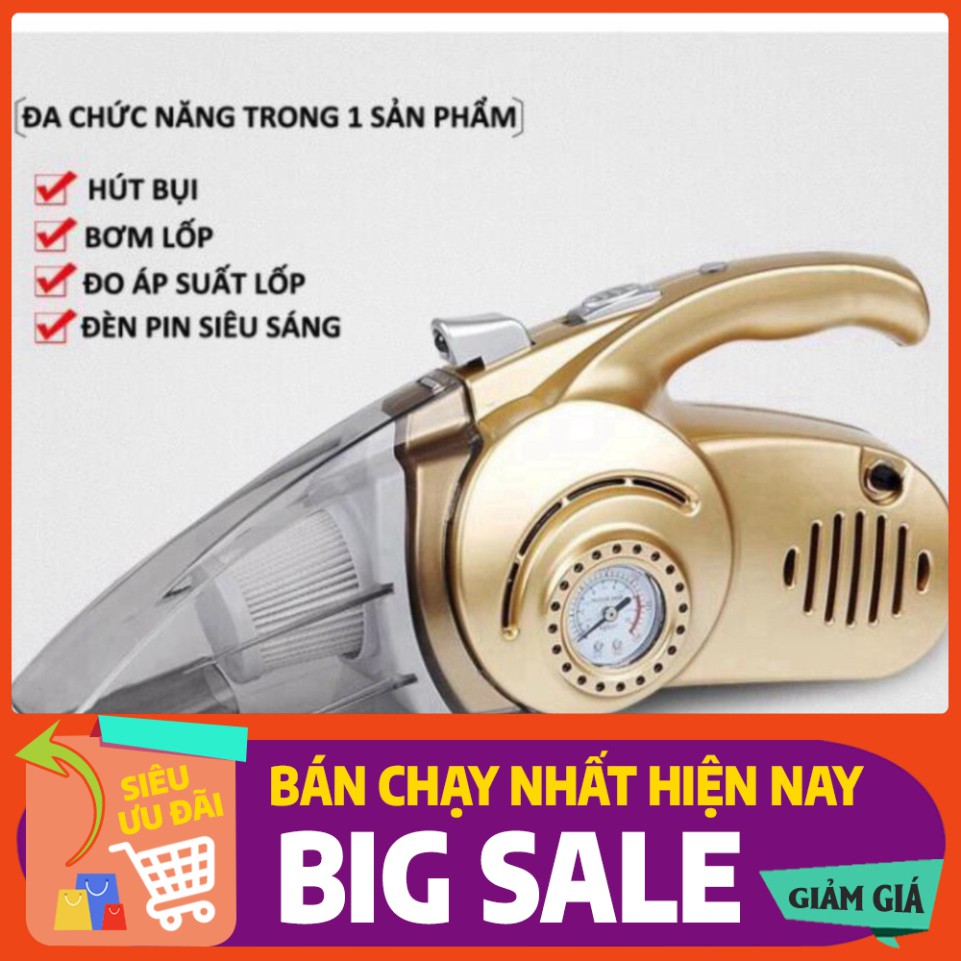 [FREE SHIP] 💥[CHÍNH HÃNG + FREE SHIP]💥 Máy Hút Bụi ô tô 4 in 1 Bơm Lốp Đo Áp Suất Và Đèn Pin Siêu Sáng BẢO HÀNH 1 NĂM�