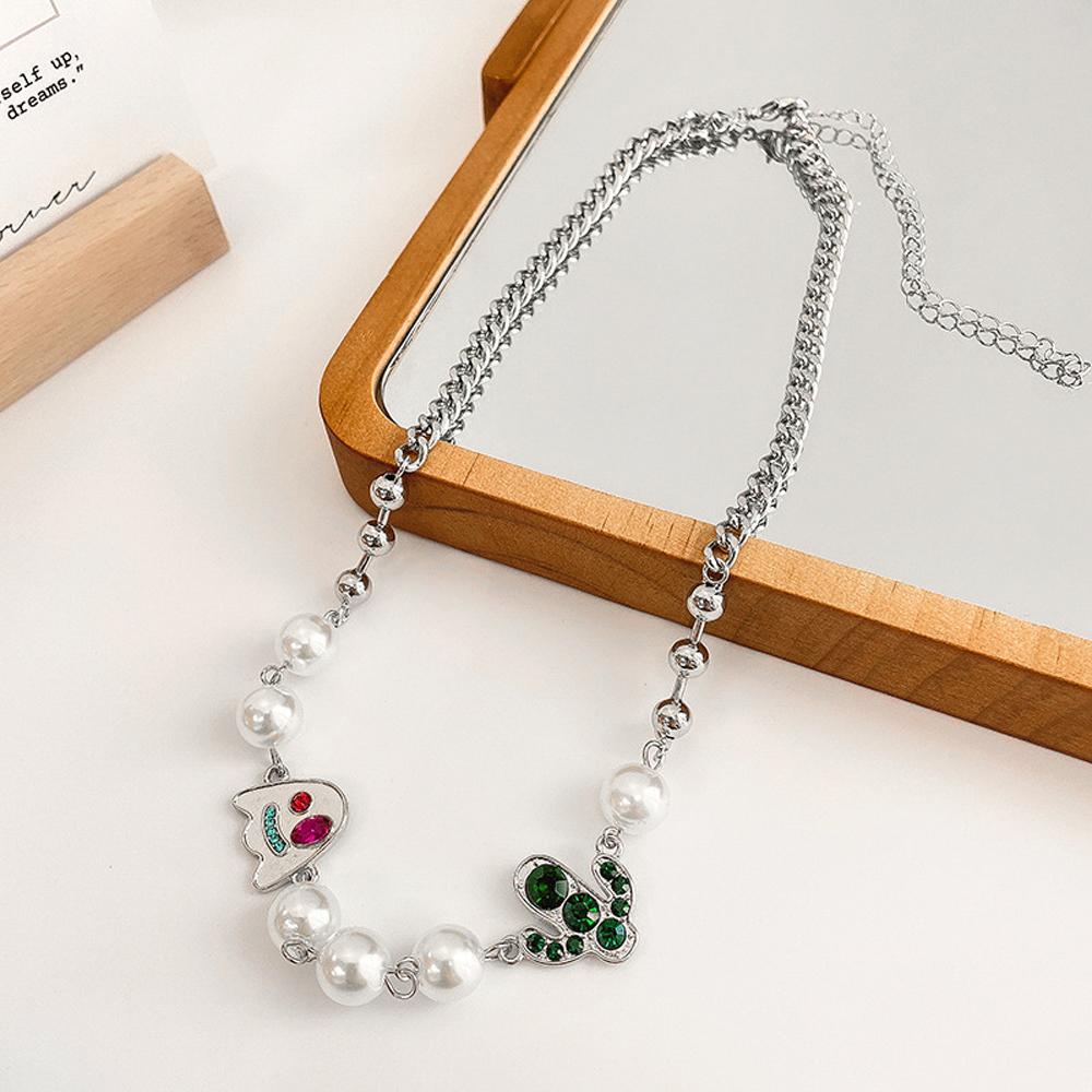 FORBETTER Vòng Cổ Choker Mặt Hình Cây Xương Rồng