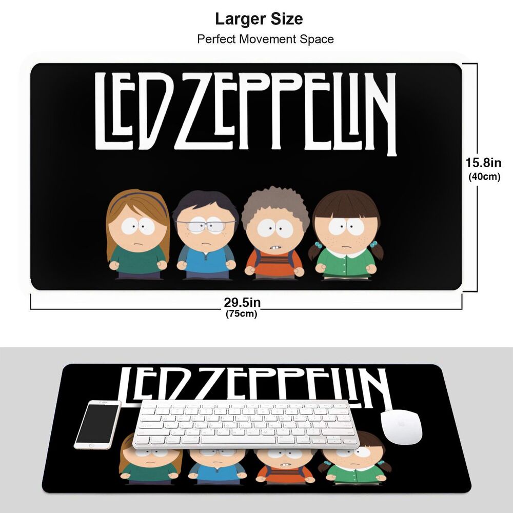 Led Zeppelin South Park Gaming Mouse Pad Non-Slip Mousepads for Laptop Computer PC