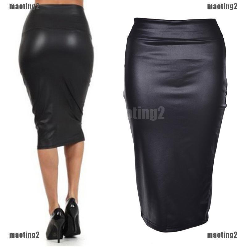 ☆Chân Váy Bút Chì Da Pu Lưng Cao Thời Trang Cá Tính Cho Nữ