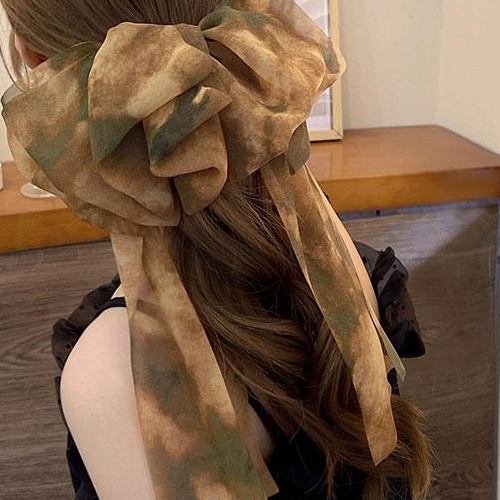 Kẹp Tóc Nơ Chiffon In Họa Tiết Mực In Mẫu Mới 2022 Thời Trang Cho Nữ