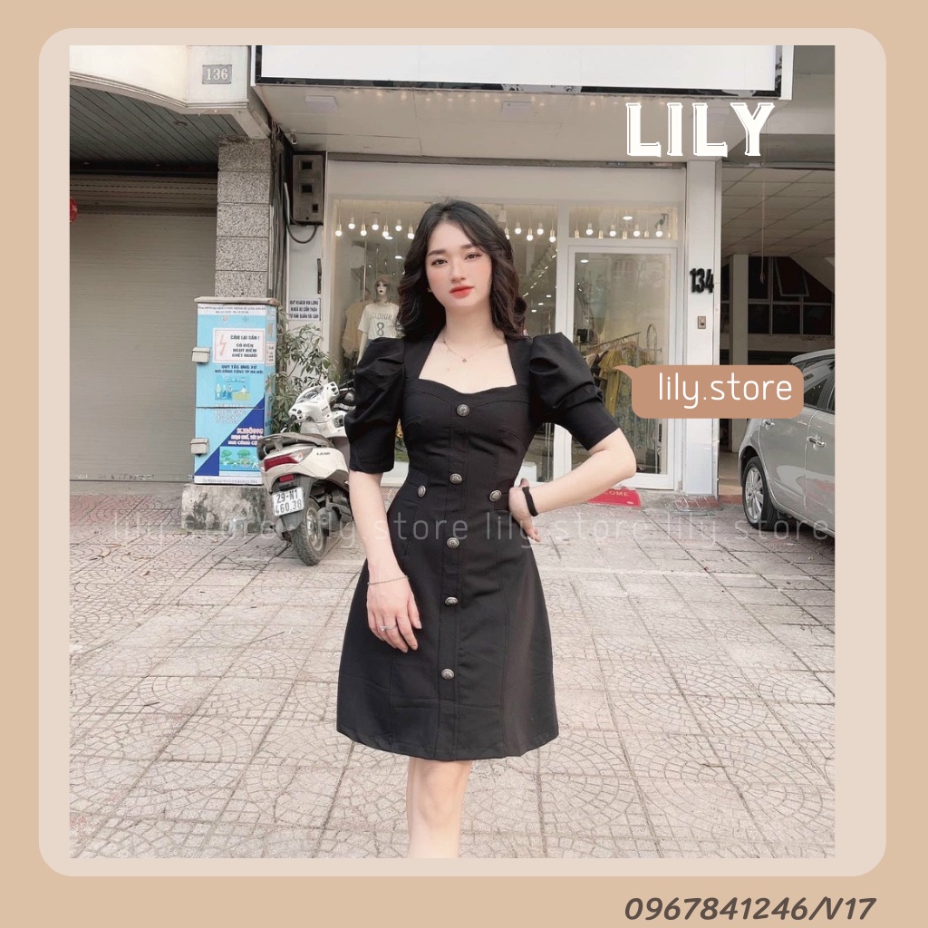 Đầm nữ Váy nữ thiết kế tay bồng, Váy nữ dự tiệc dáng chữ A thiết kế cao cấp V17 LILY