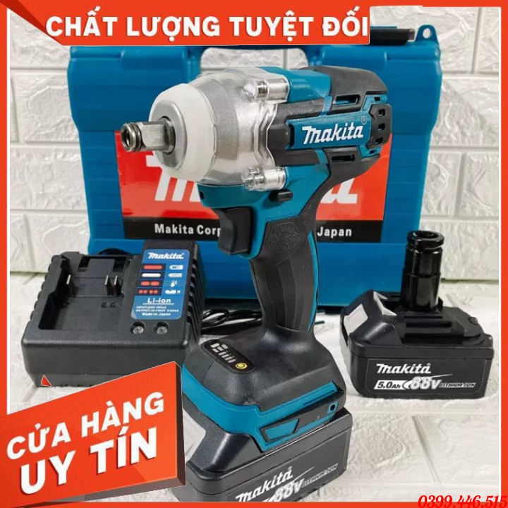Máy siết bulong dùng pin không chổi than Makita 460NM - Pin khủng 10 Cell - ĐI kèm 2 pin 1 sạc