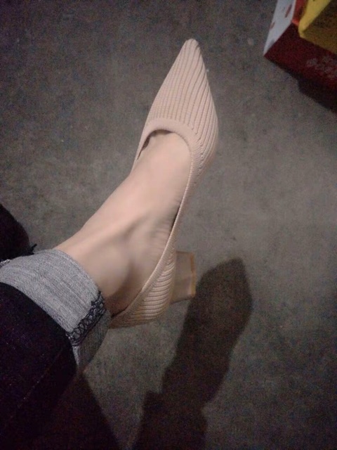 Giày nữ len gân đế trụ 4cm(ảnh thật) | BigBuy360 - bigbuy360.vn