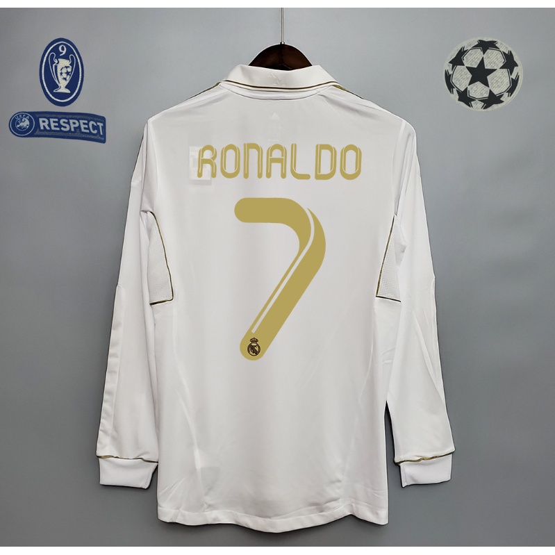Áo Thun Bóng Đá Dài Tay Đội Tuyển Real Madrid 2011 2012 Size S-XXL