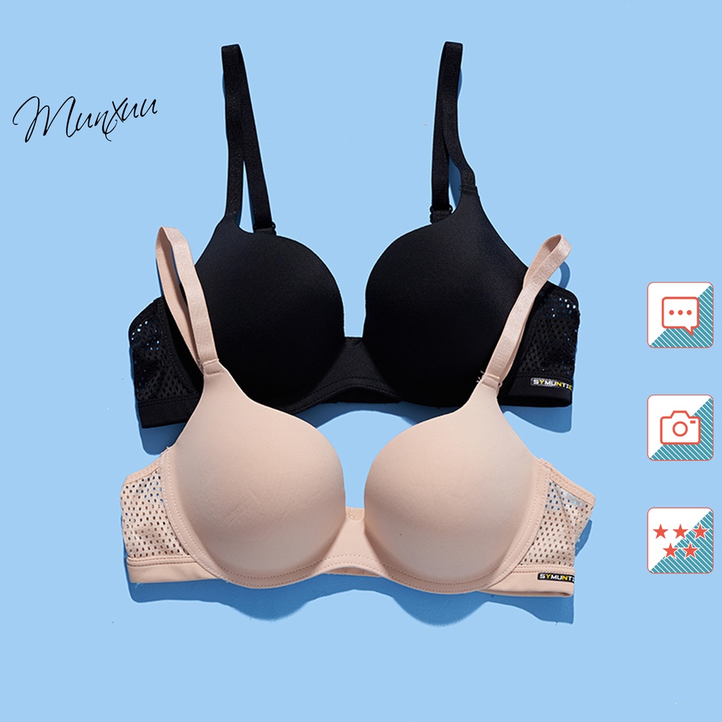 Áo lót nữ Munxuu đúc su phối ren, đệm dày không gọng nâng ngực siêu đẩy mát lạnh - AV29