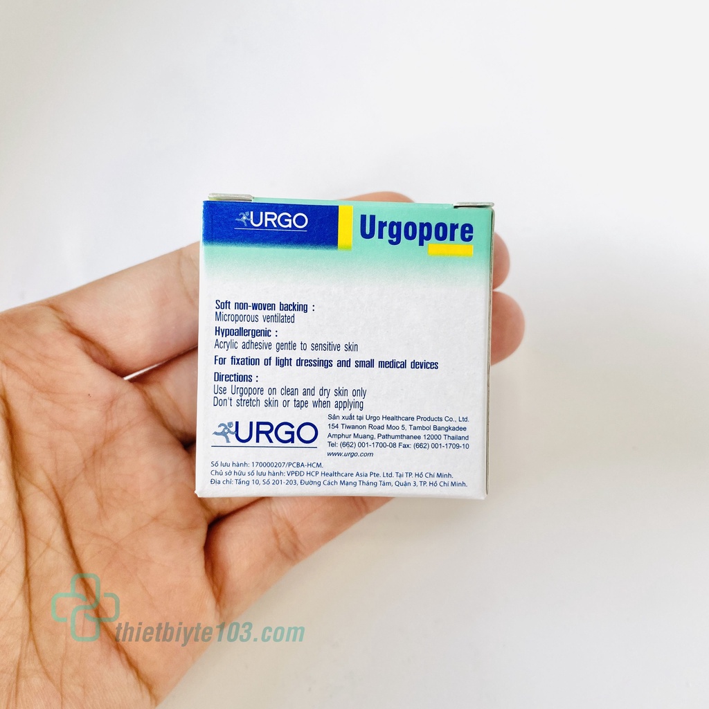 Băng Dán Cố Định Vết Thương URGO Giấy URGOPORE Độ Dính Cao, Chống Thấm Nước, Bảo Vệ Vết Thương Tuyệt Đối